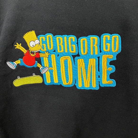 NWOT Bart Simpson Embroidered Front Go Big or Go Home Sweatshirt Men's Large - Picture 4 of 11
